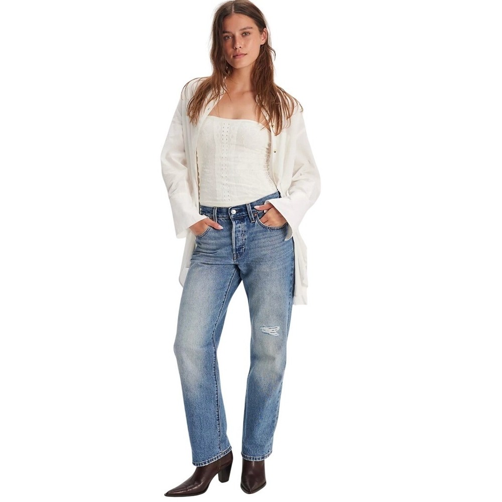 Levis Premium‎  501 90s Selvedge Denim Jeans Blue Mid Rise Straight Womens 26x30